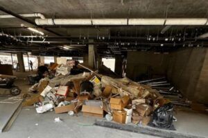 Pile of trash in a building